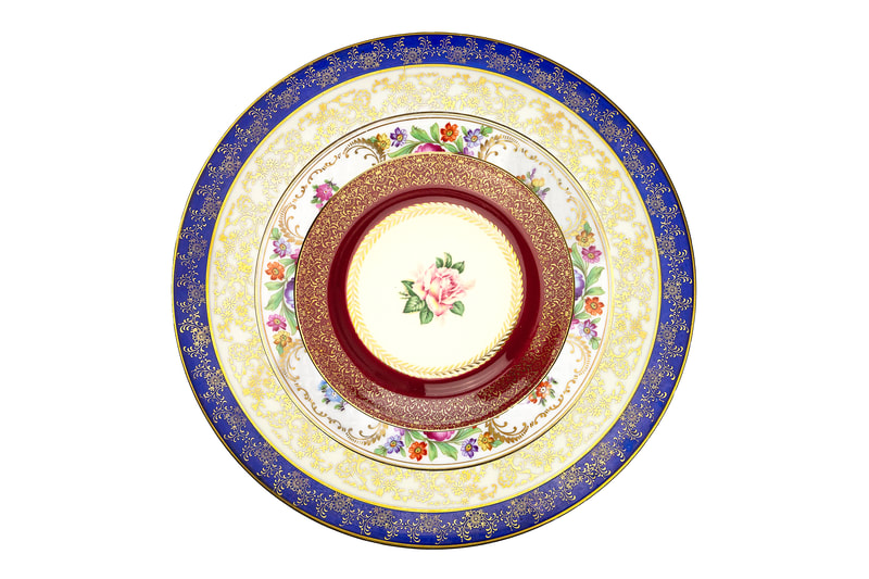 Bold and Beautiful mismatched vintage place setting