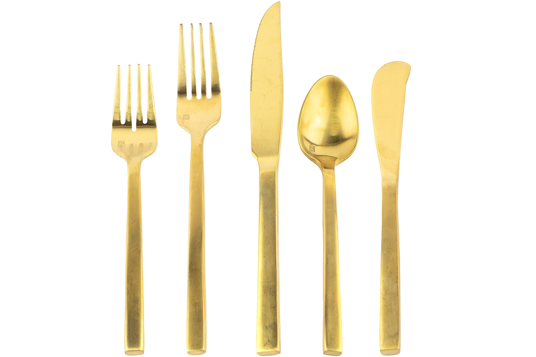 Brushed gold matched flatware
