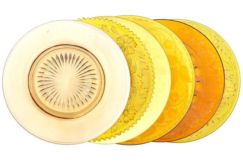 Mismatched amber salad plates