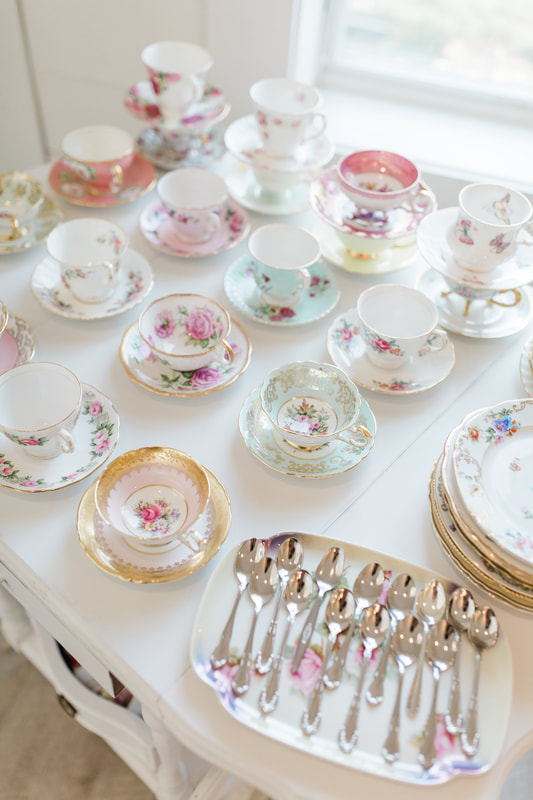 Teacup, saucers, spoons, plates rentals Chicago, Rockford, Crystal Lake, Lake Geneva