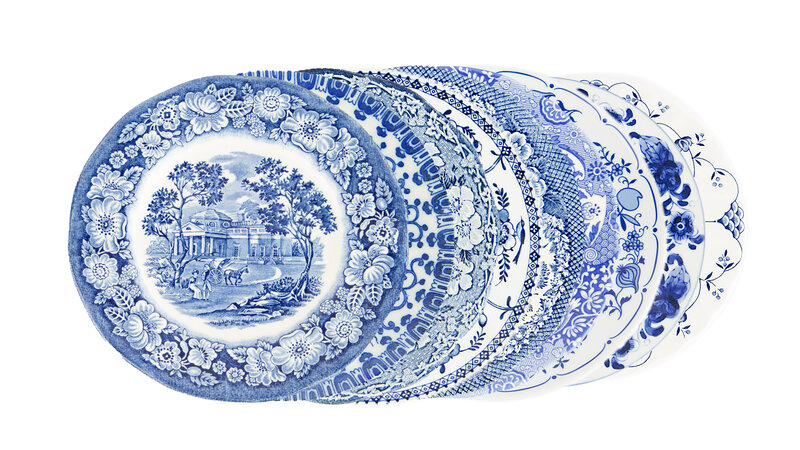 Blue and white salad plates