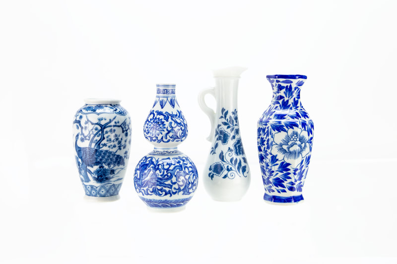 Blue and white vases