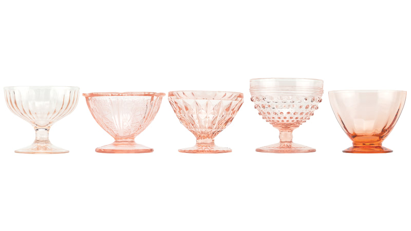 Vintage mismatched blush sorbet cups