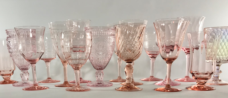 Pink water goblets for rent near Highland Park, Itasca and Wheaton IL Illinois.