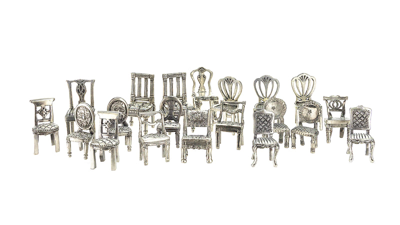 Silver chair place card holders