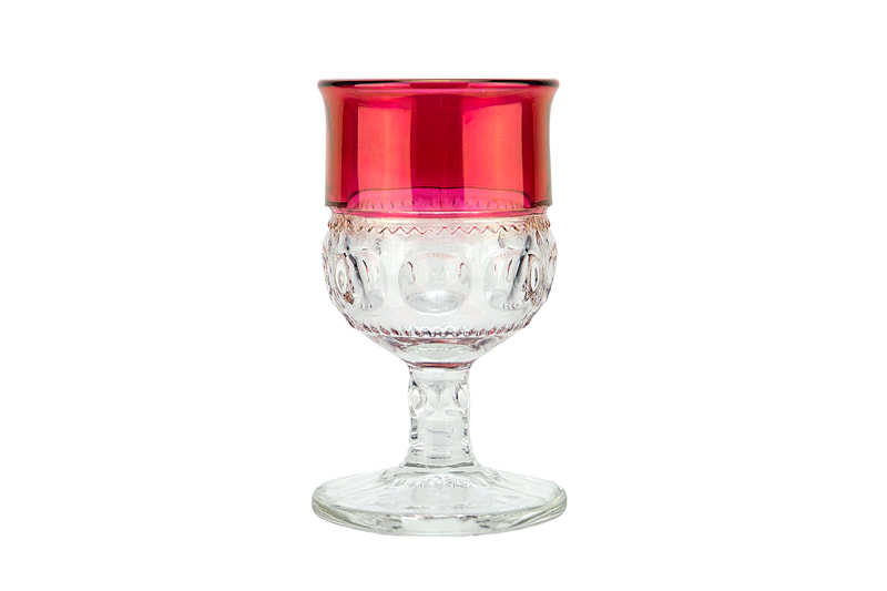 Cranberry and clear stemware