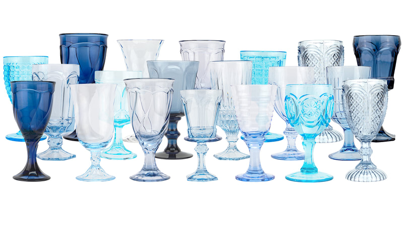 Light blue, ice blue and navy goblets