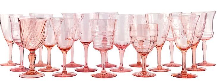 Blush pink stemmed festive goblets