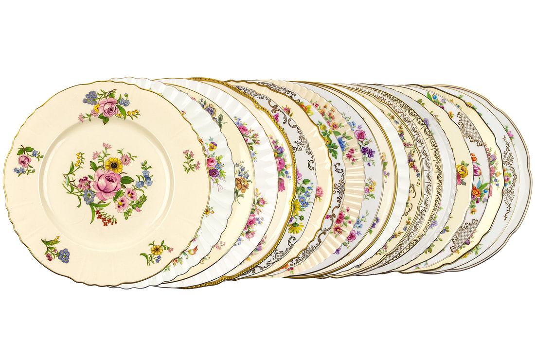 Mismatched Elegant Floral dinnerware