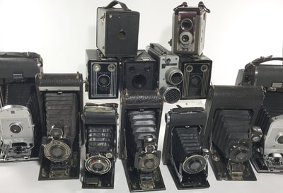 Vintage Cameras used as a prop for centerpieces