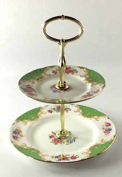 Two Tiered China stand with flowers