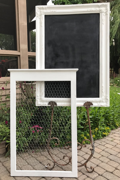 Chalkboard and checken wire frame