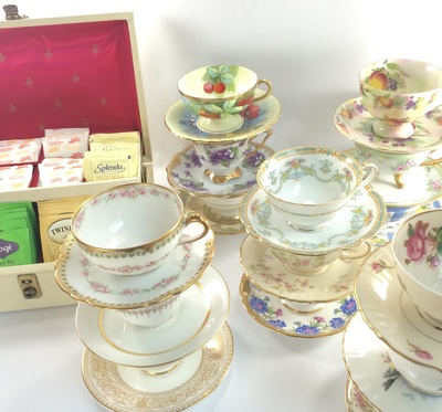 Mismatched china teacups for rent