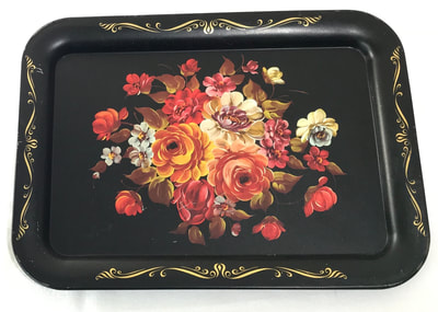 Black Floral tray