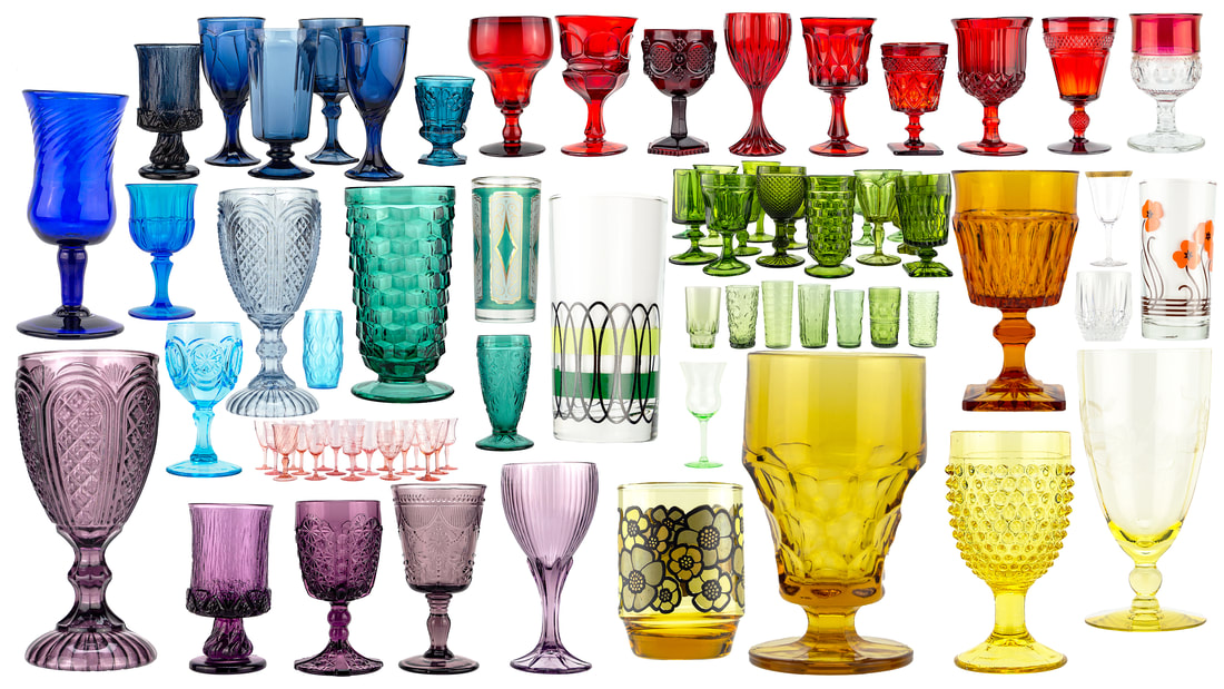 Colorful glassware collections