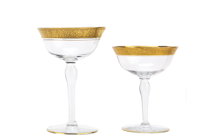Gold encrusted champagne coupes