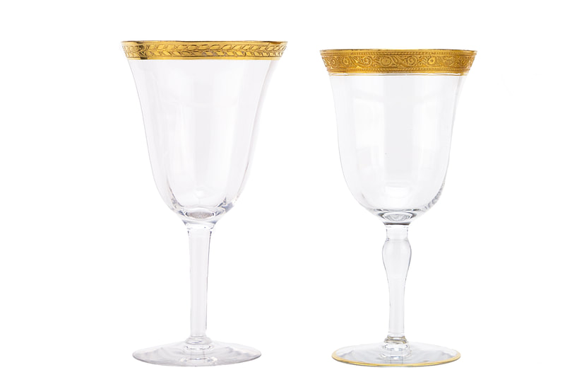 Gold encrusted wine glass rental