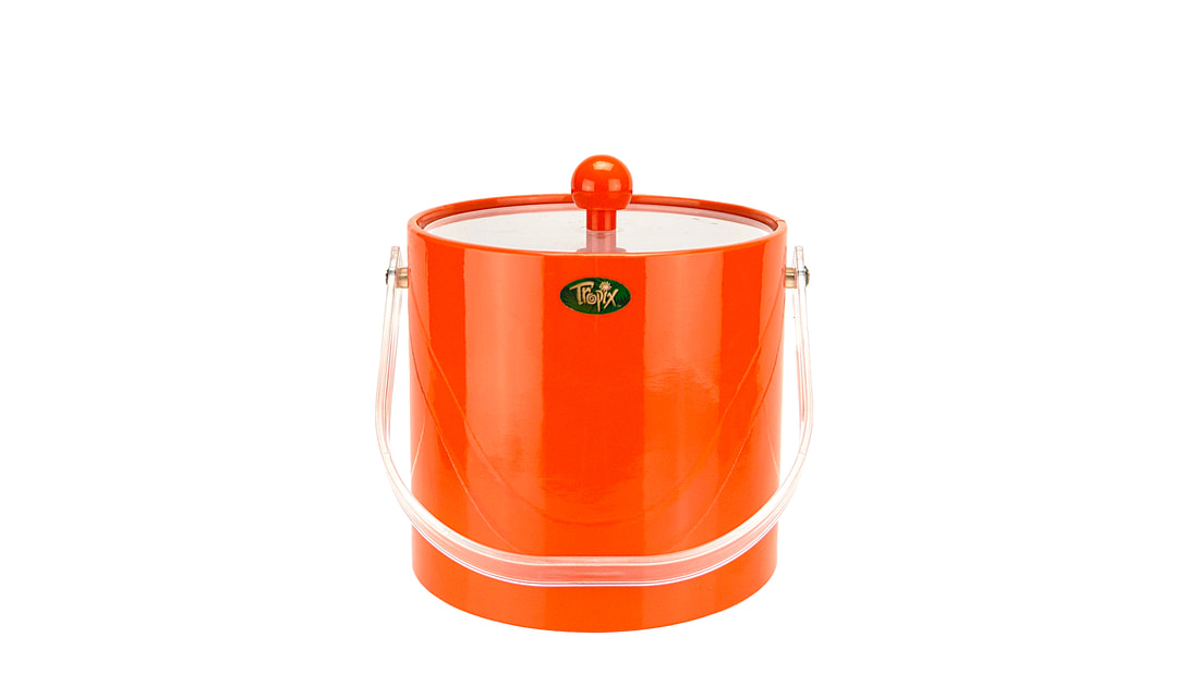 Retro orange ice bucket rental