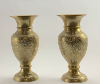 Etched brass vases for rent