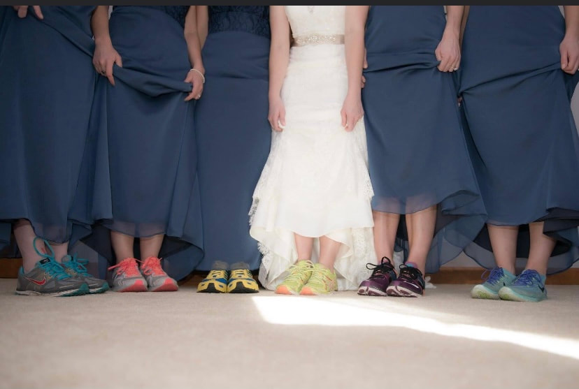 Bride and Bridesmaids' running shoes photo