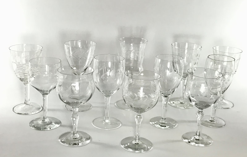 Elegant etched wine glasses for rent near Algonquin IL