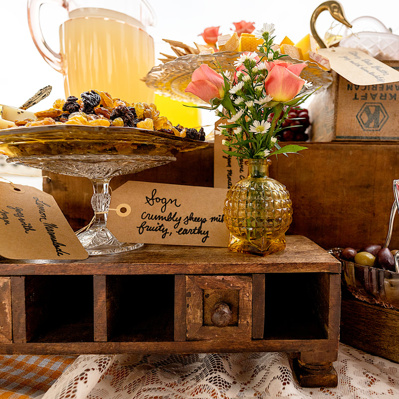 Vintage serving pieces, vases and crates