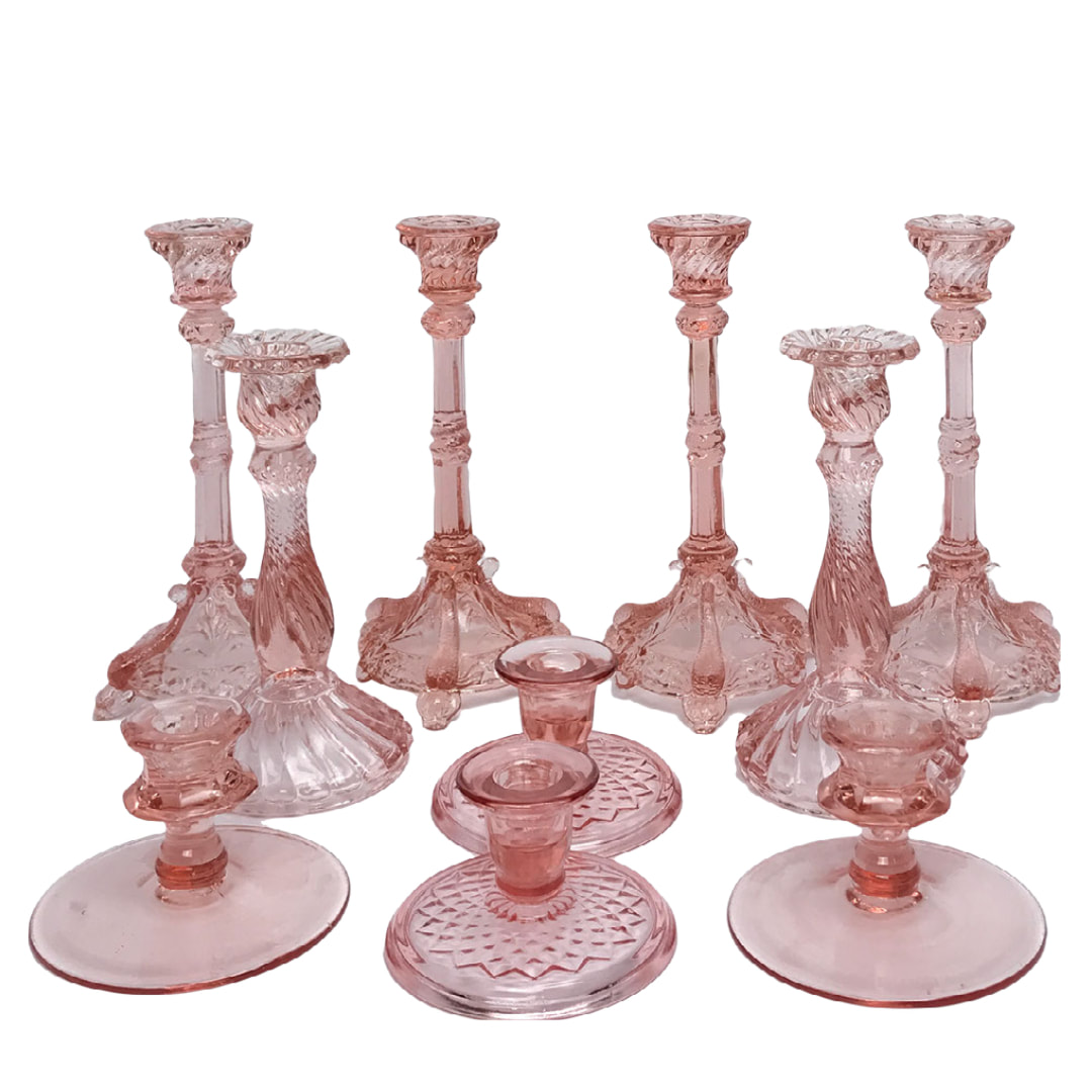 Purple Pink Depression Glass Bobeches For Candlesticks Glass