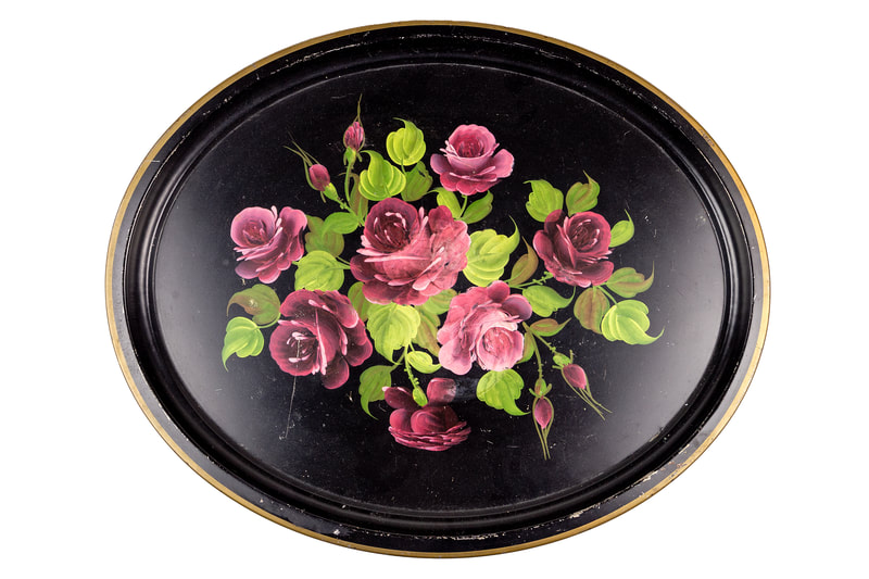Rose oval serving tray