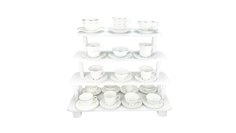 White Lace teacups on white stand